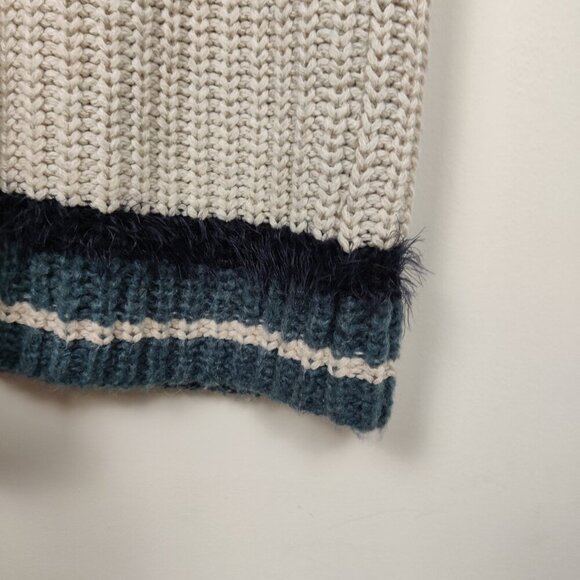 Susina Women's Maxi Knit Dress Long Sleeve Color Block Cream Blue Size XL Cotton - Picture 5 of 10